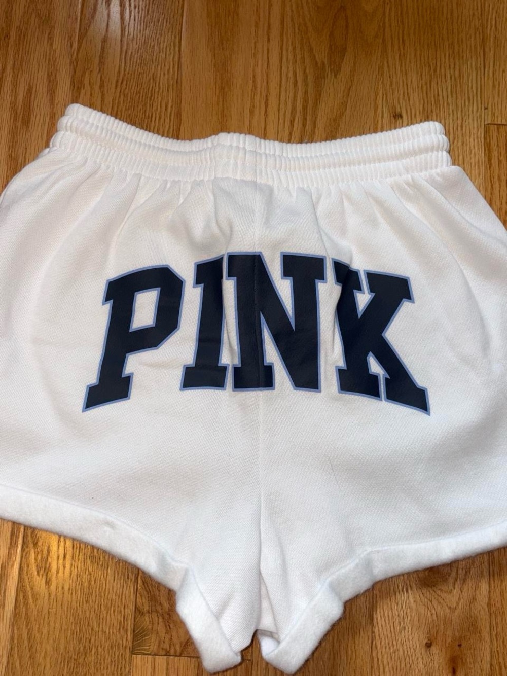 PINK Victoria's Secret White Shorts with Navy Logo